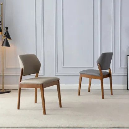 Scandinavian Faux Leather Low Back Dining Chair Image - 8