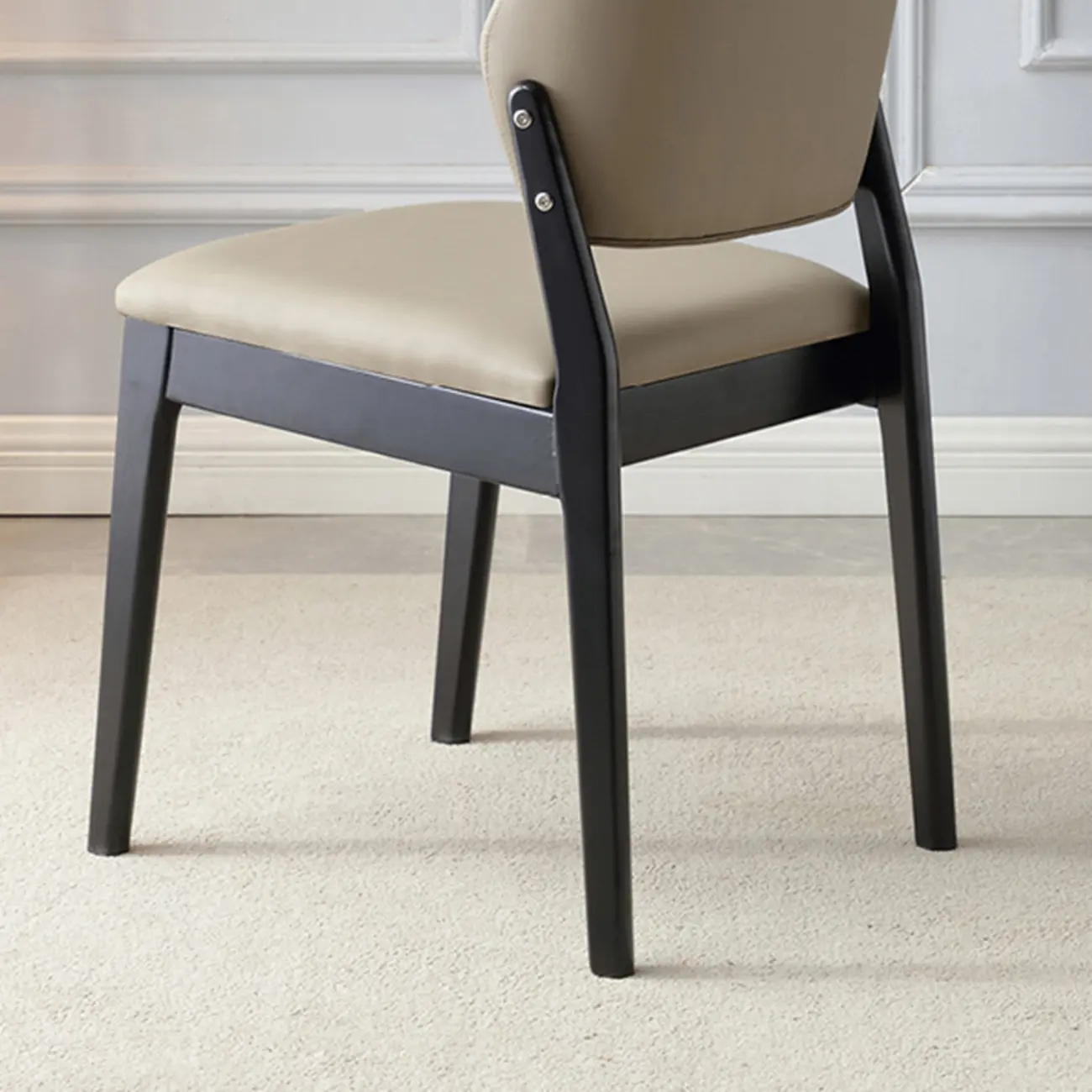 Scandinavian Faux Leather Low Back Dining Chair Image - 9 | homeyfad