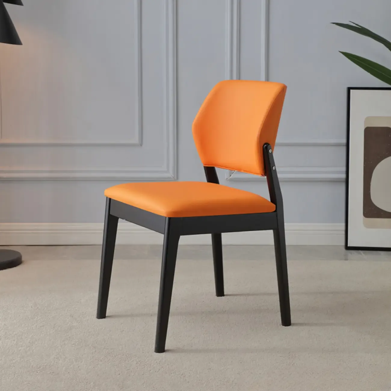 Scandinavian Faux Leather Low Back Dining Chair Image - 10