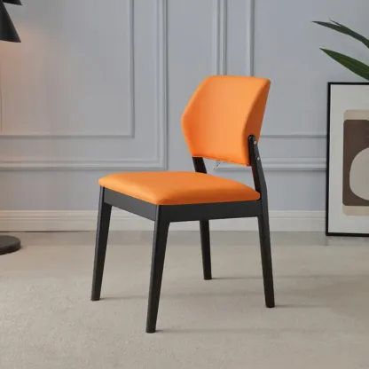 Scandinavian Faux Leather Low Back Dining Chair Image - 10