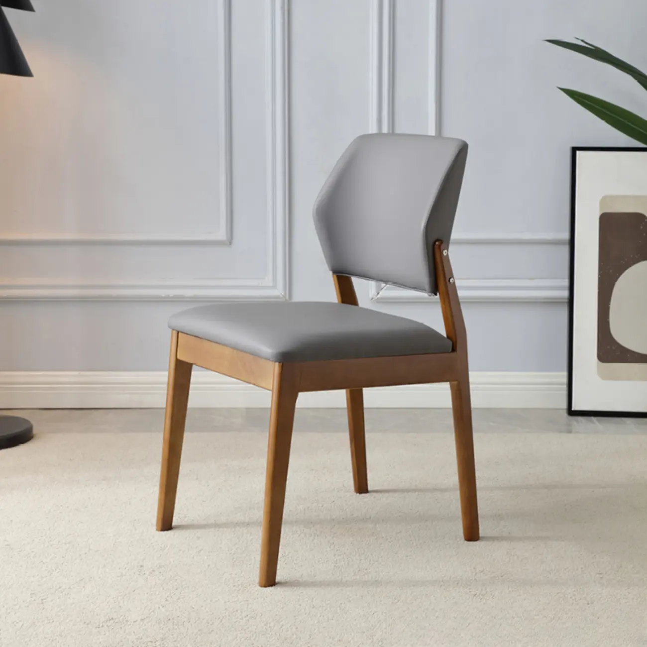 Scandinavian Faux Leather Low Back Dining Chair Image - 11 | homeyfad