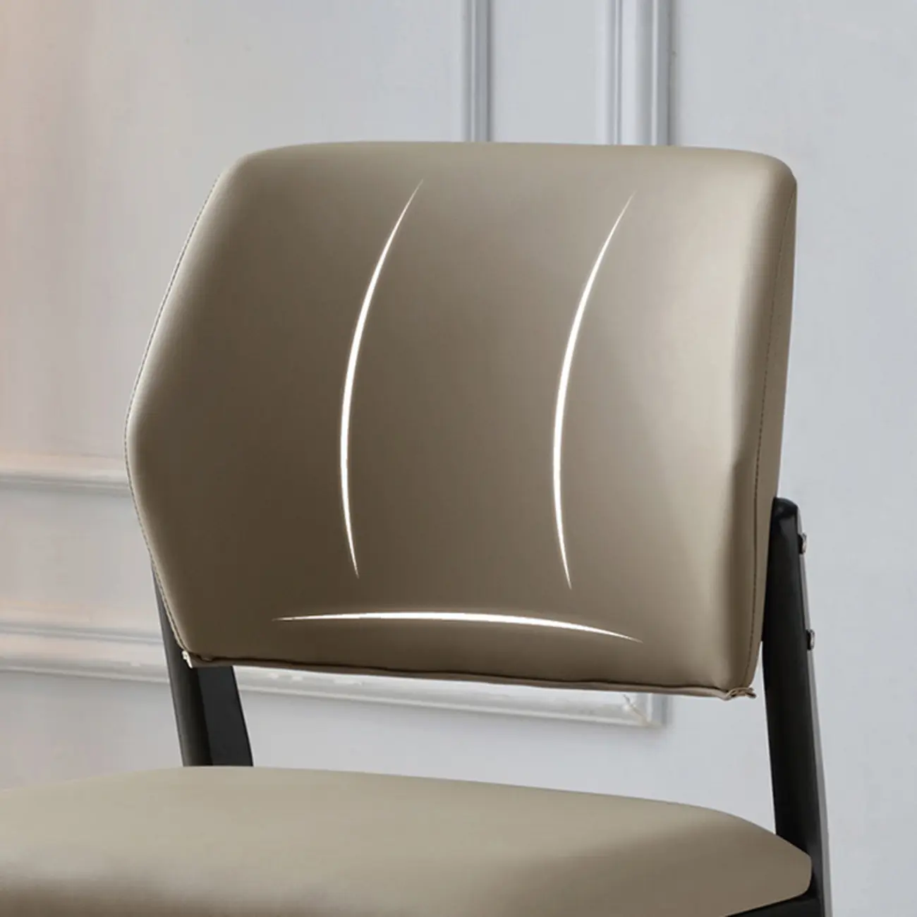 Scandinavian Faux Leather Low Back Dining Chair Image - 12 | homeyfad