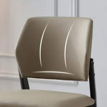 Scandinavian Faux Leather Low Back Dining Chair Image - 12