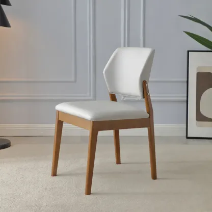 Scandinavian Faux Leather Low Back Dining Chair Image - 13