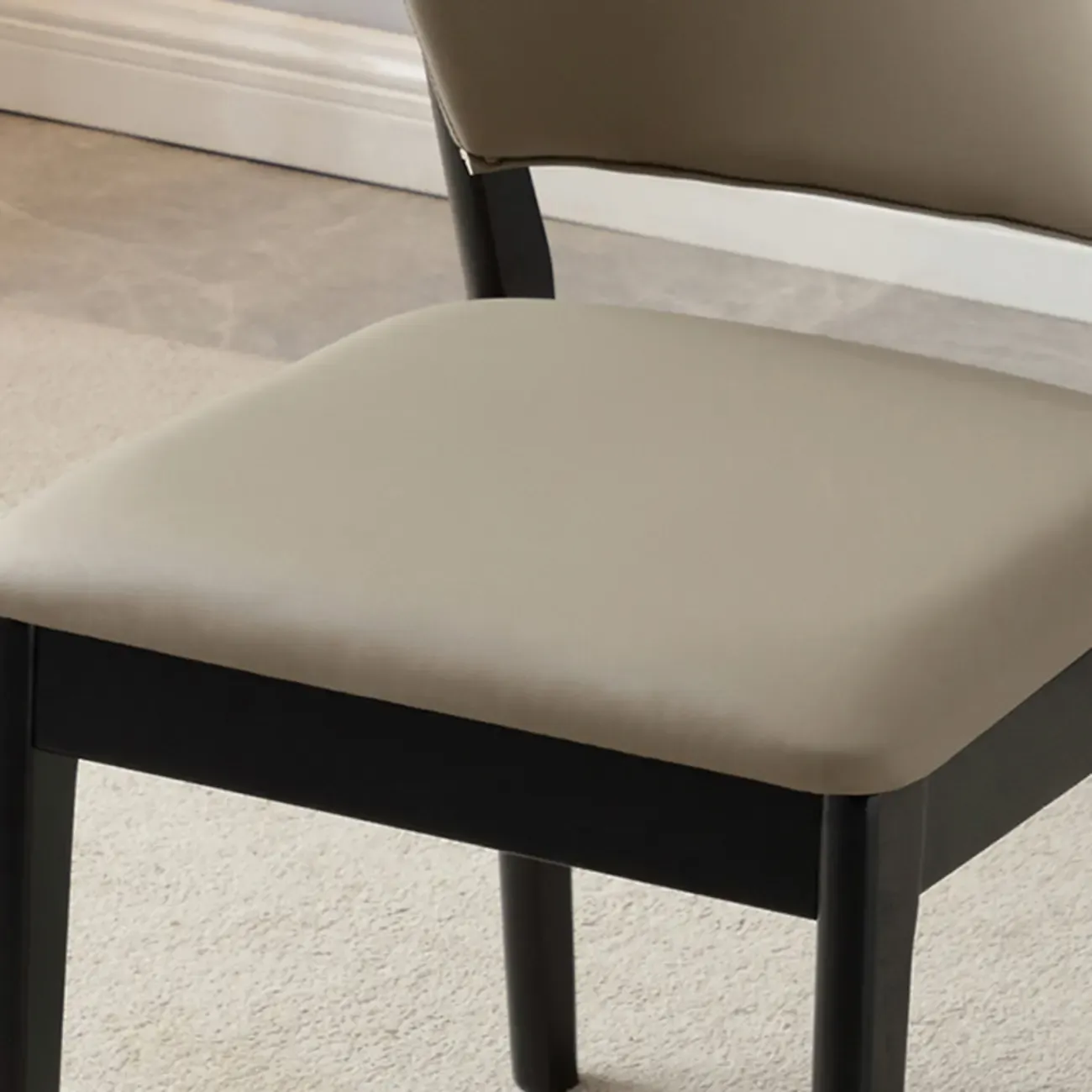 Scandinavian Faux Leather Low Back Dining Chair Image - 14