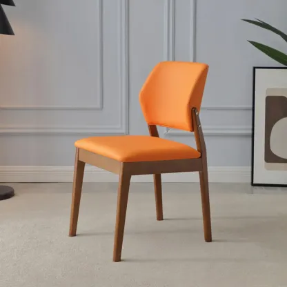 Scandinavian Faux Leather Low Back Dining Chair Image - 15