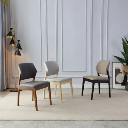 Scandinavian Faux Leather Low Back Dining Chair Image - 17