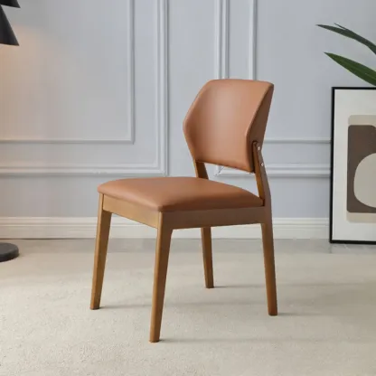 Scandinavian Faux Leather Low Back Dining Chair Image - 18