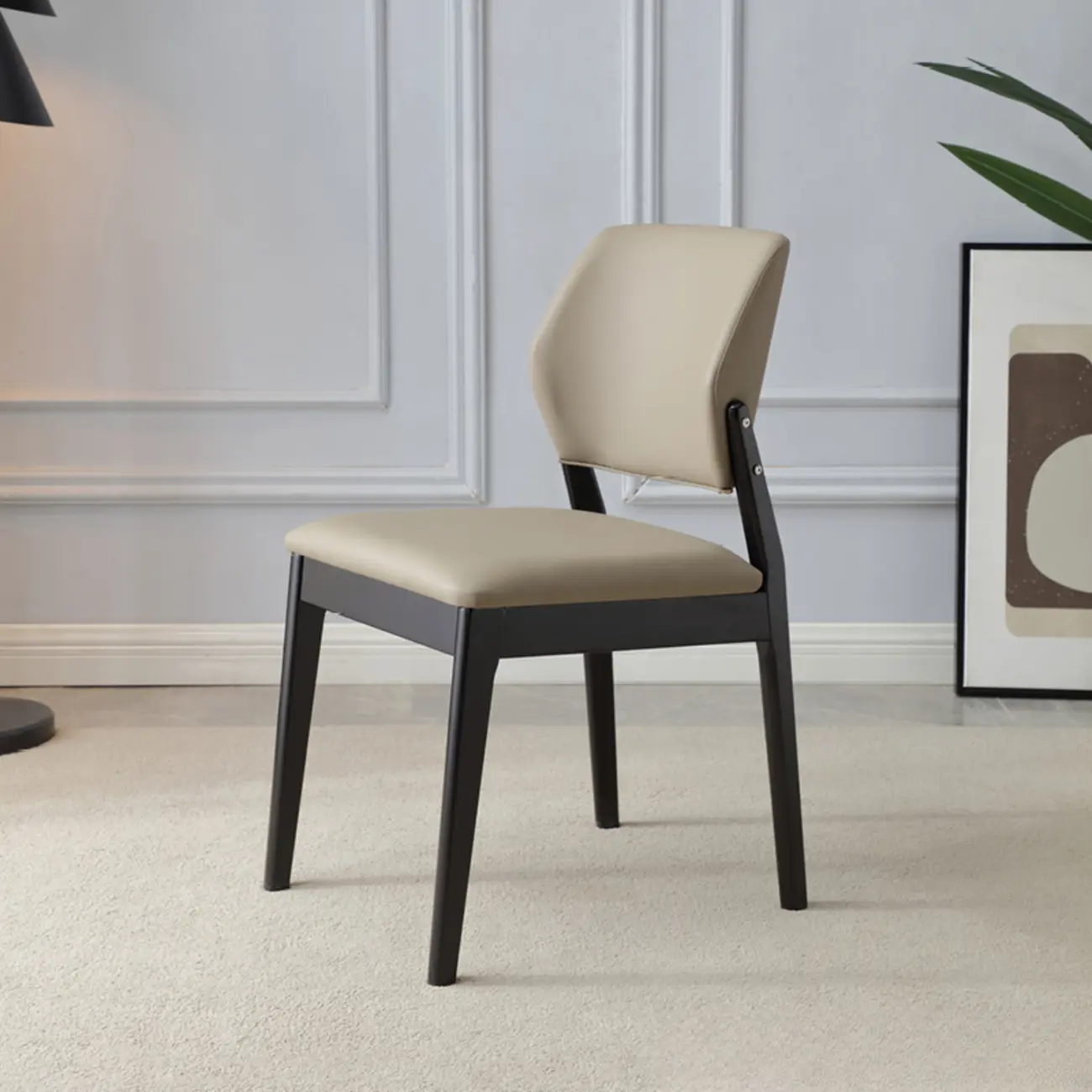 Scandinavian Faux Leather Low Back Dining Chair Image - 19 | homeyfad