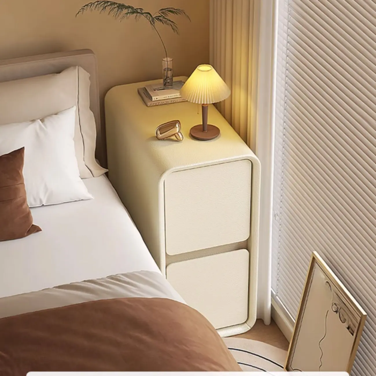 Trendy Narrow Wooden Sleek Edge 2-Drawer Nightstand Image - 1 | homeyfad