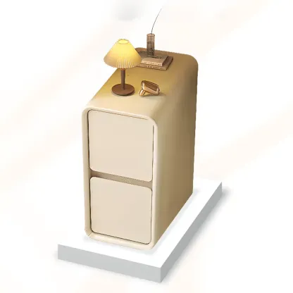 Trendy Narrow Wooden Sleek Edge 2-Drawer Nightstand Image - 5