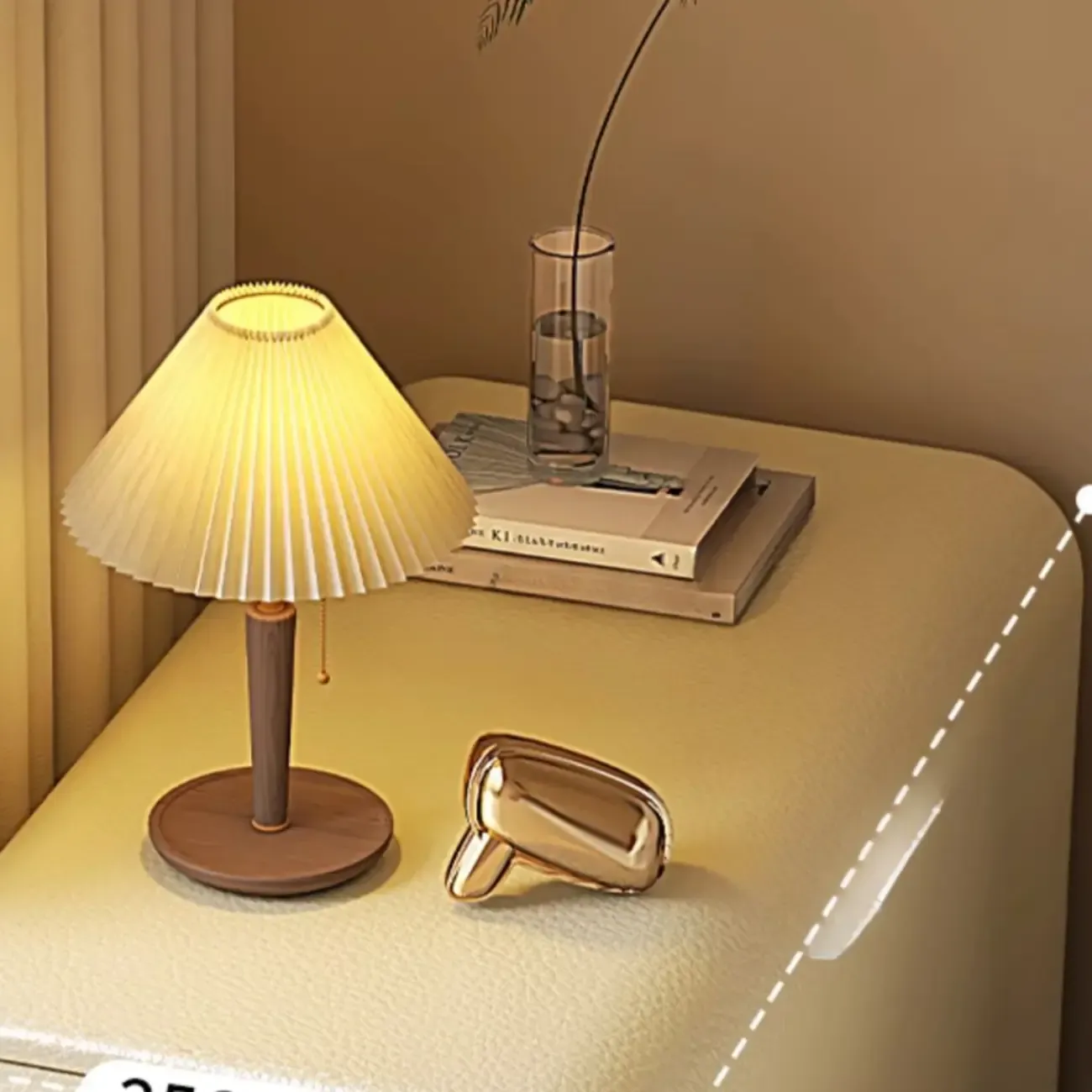 Trendy Narrow Wooden Sleek Edge 2-Drawer Nightstand Image - 11