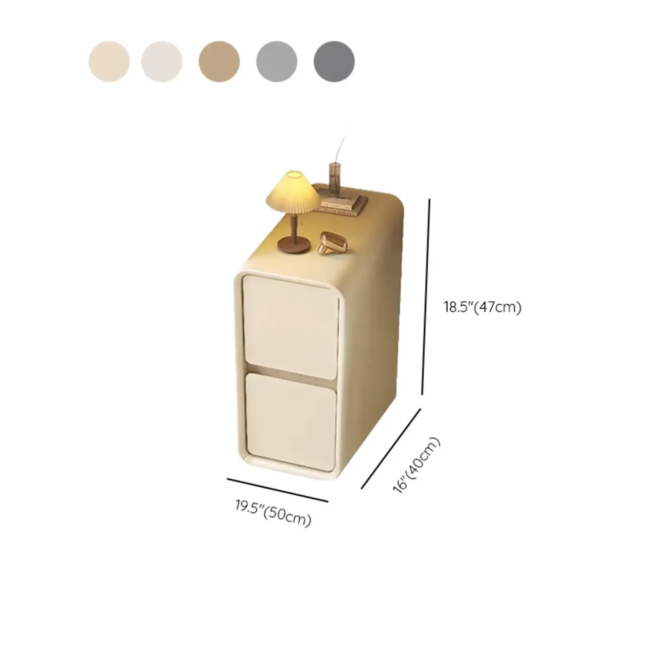 Trendy Narrow Wooden Sleek Edge 2-Drawer Nightstand Image - 18