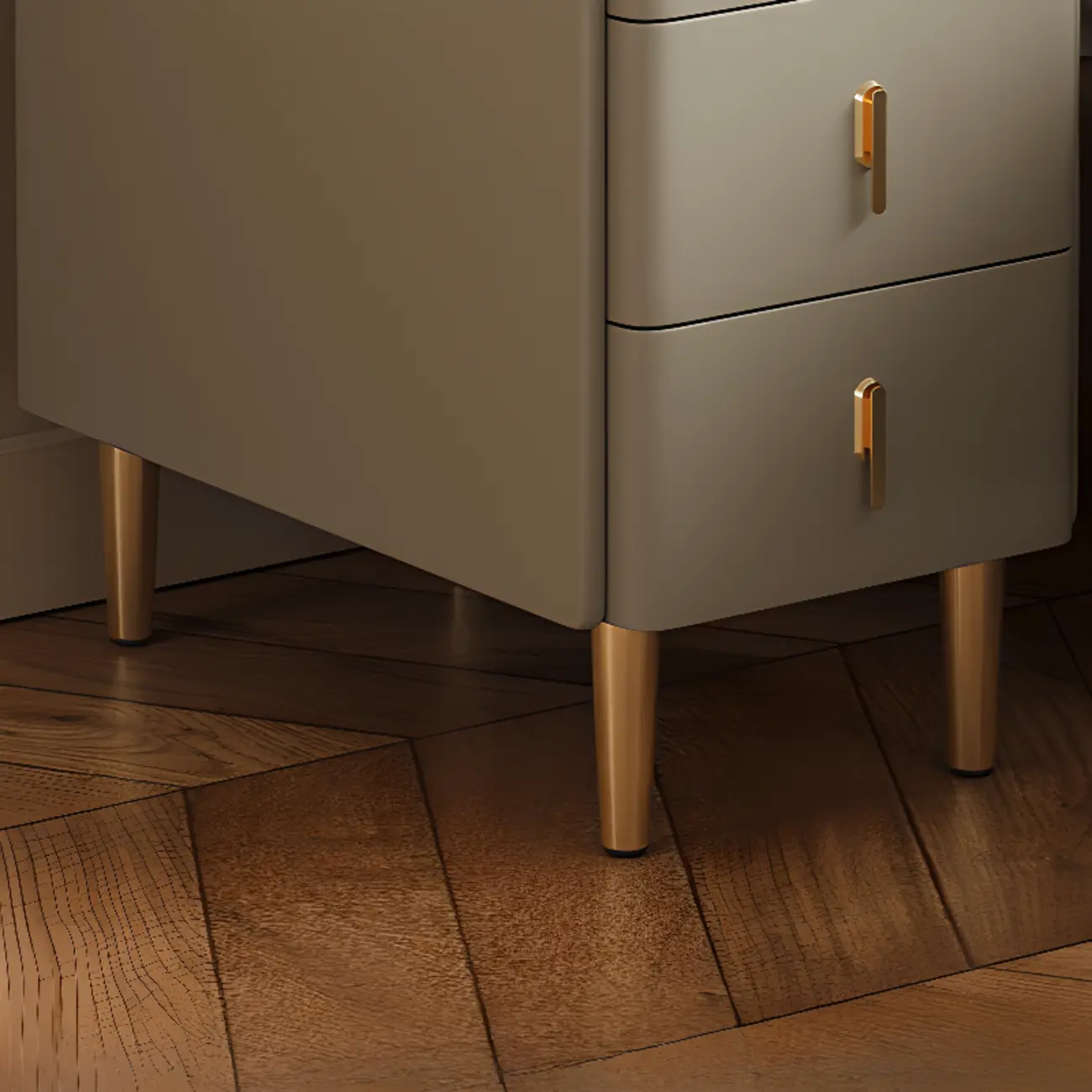 Glam Marble Top Wooden Cream 3 Drawers Nightstand Image - 9 | homeyfad