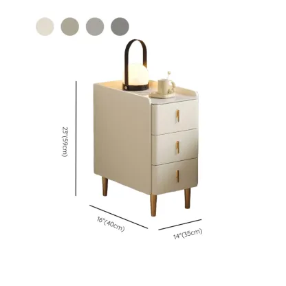 Glam Marble Top Wooden Cream 3 Drawers Nightstand Image - 12