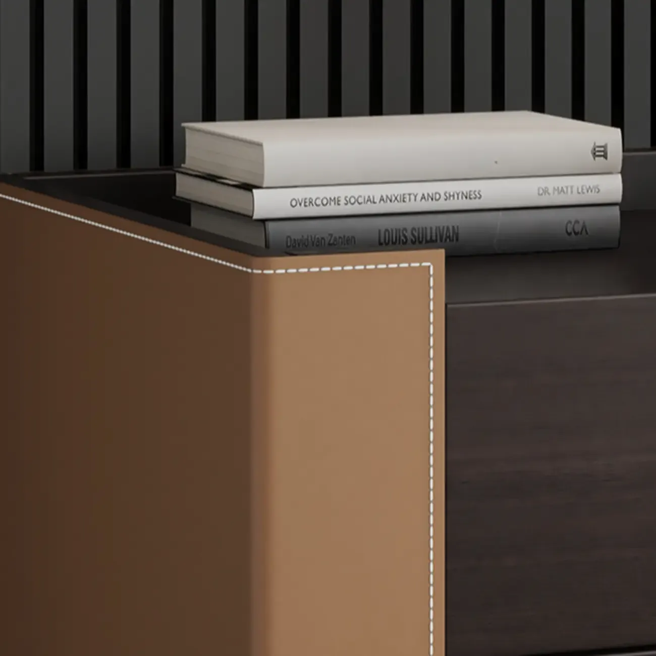 Off-White Wooden Drawer Storage Nightstand with Light Image - 6