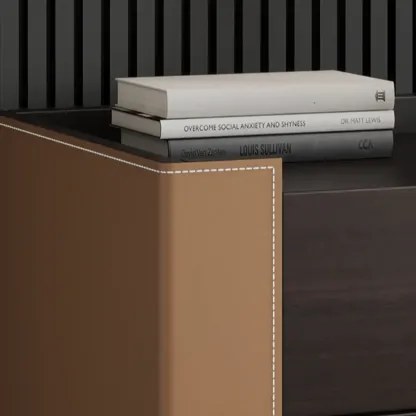 Off-White Wooden Drawer Storage Nightstand with Light Image - 6