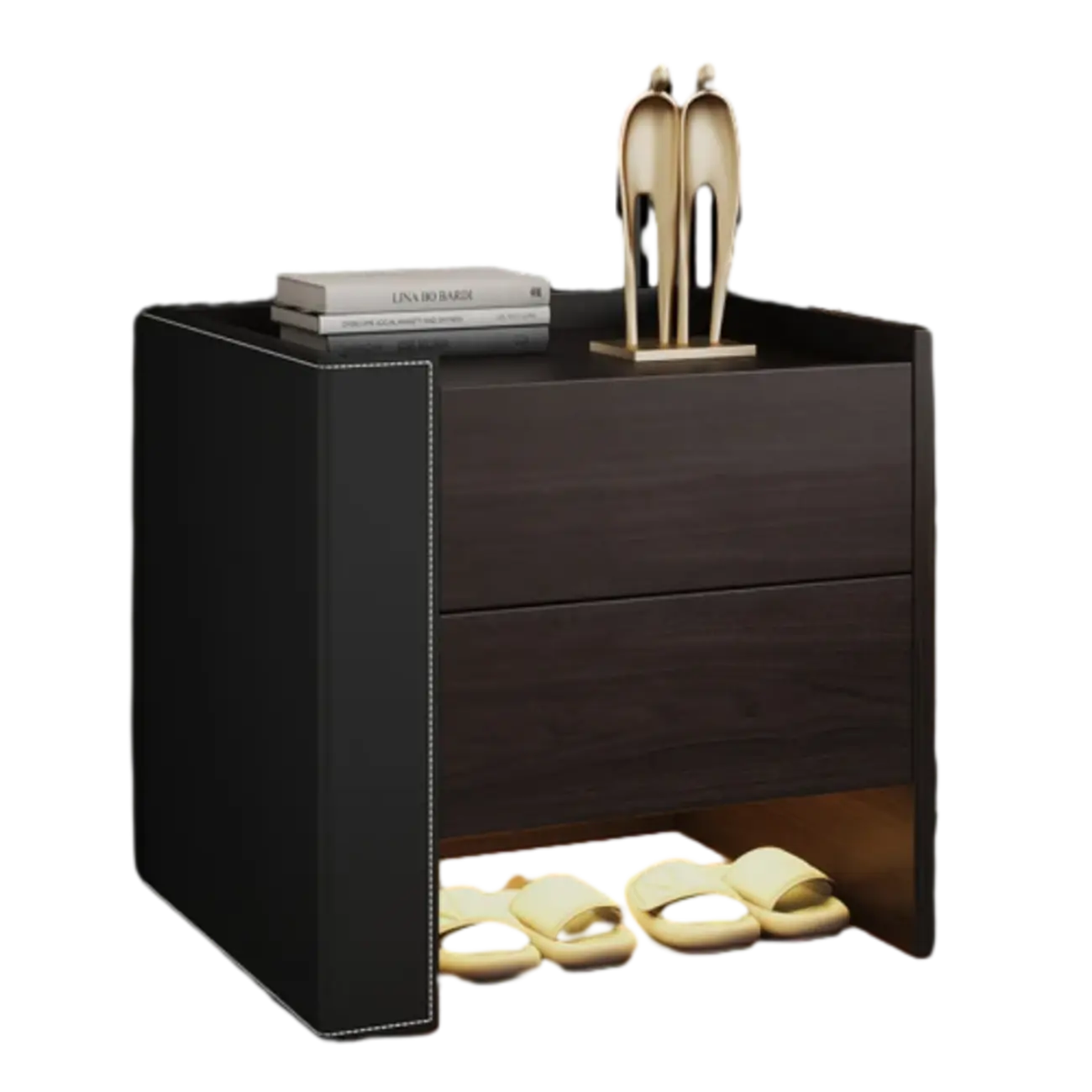 Off-White Wooden Drawer Storage Nightstand with Light Image - 8 | homeyfad