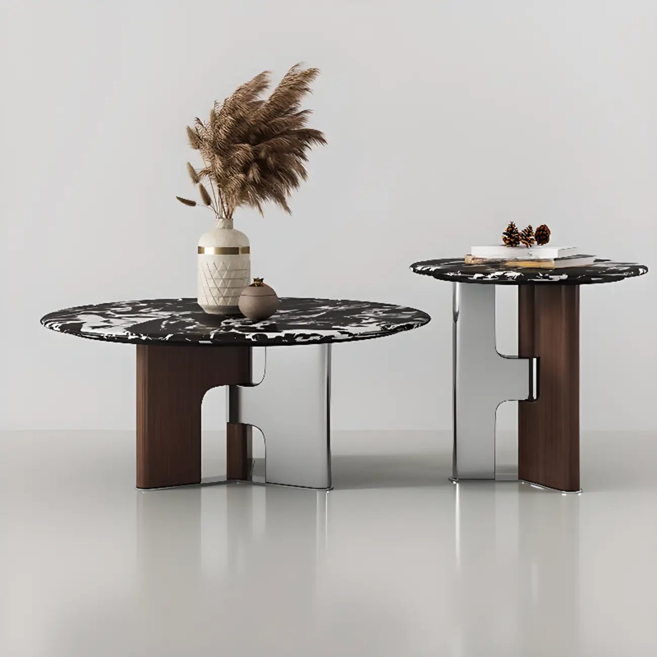 Stylish Marble-Top Round Coffee Table in Scratch Resistant Image - 1 | homeyfad