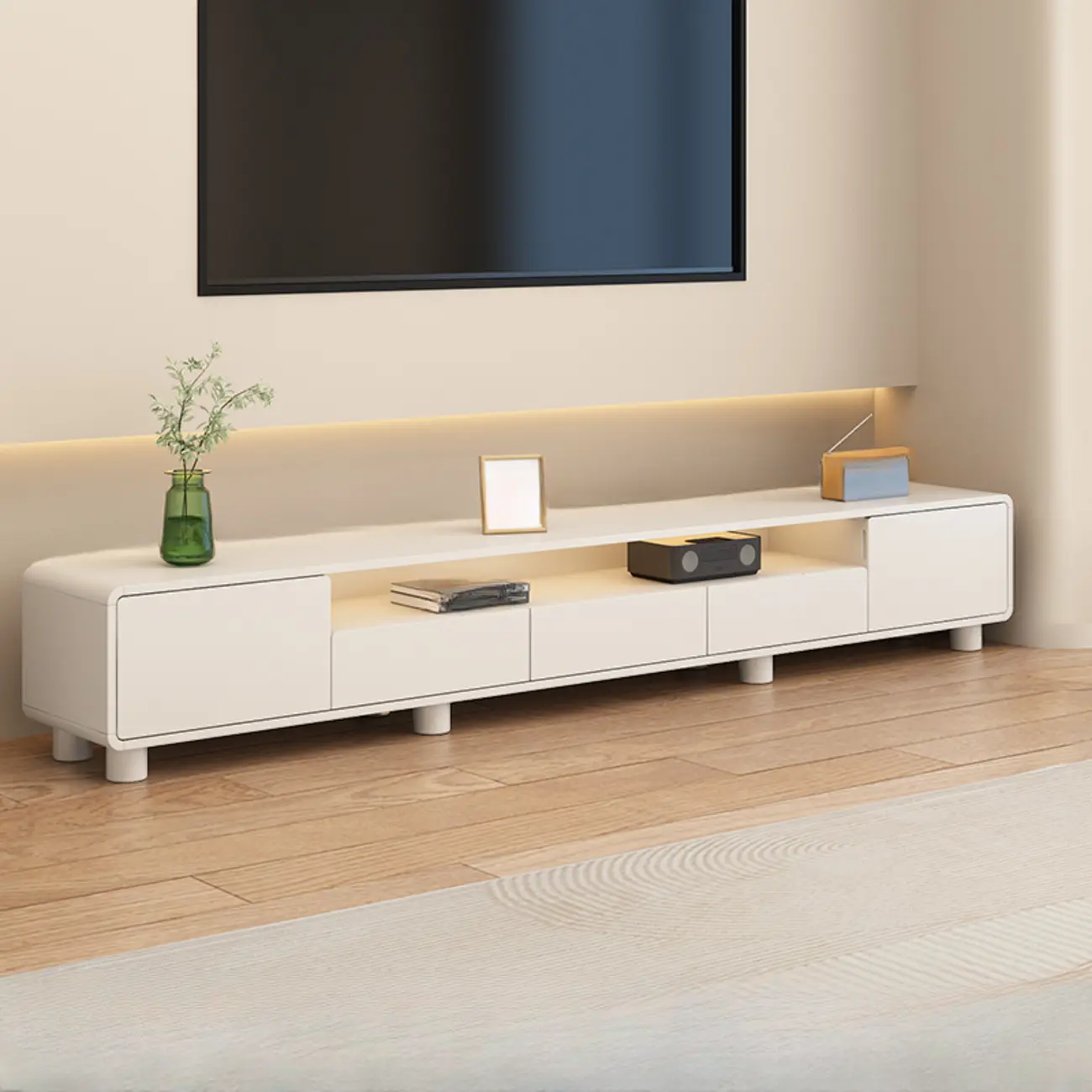White Wooden Modern TV Stand with Drawers & Cabinets | homeyfad