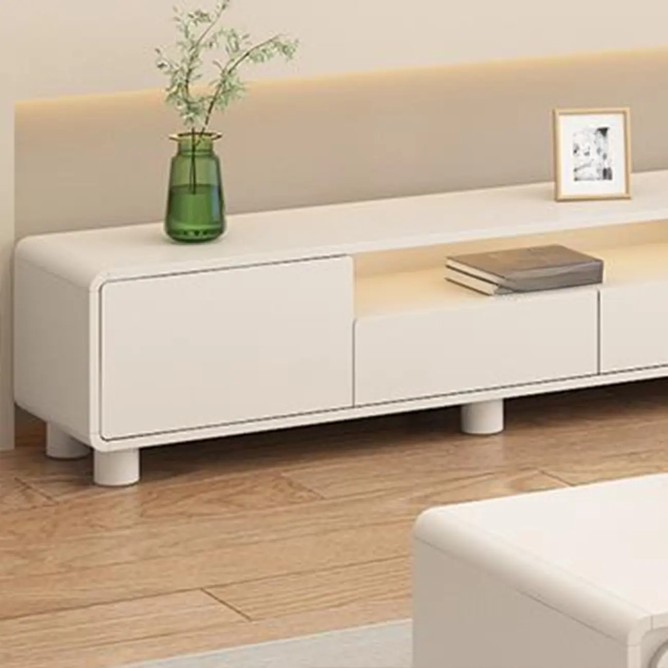 White Wooden Modern TV Stand with Drawers & Cabinets | homeyfad