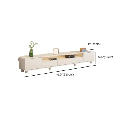 White Wooden Modern TV Stand with Drawers & Cabinets
