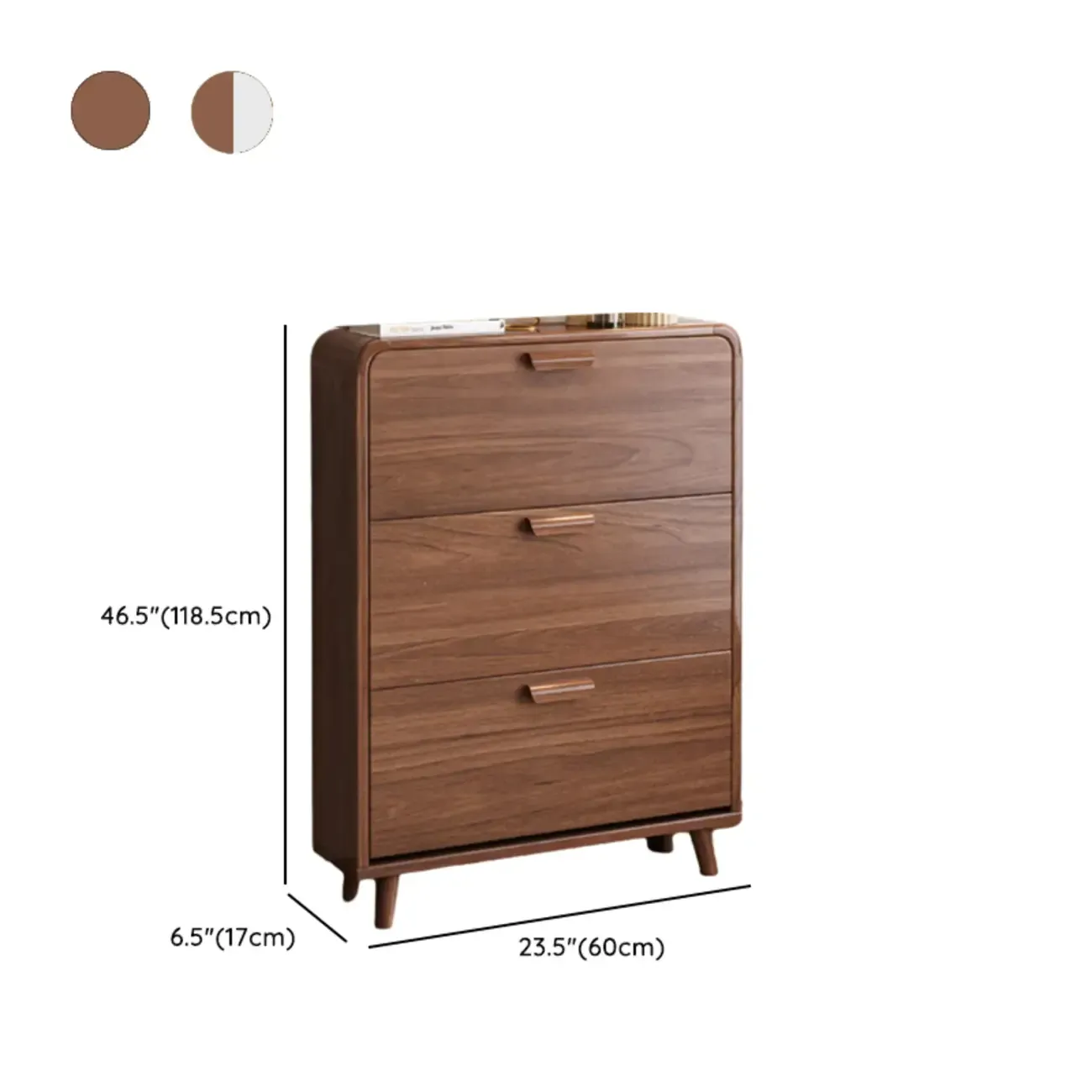 Traditional Hidden Adjustable 3 Tiers Solid Wood Shoe Cabinet #size