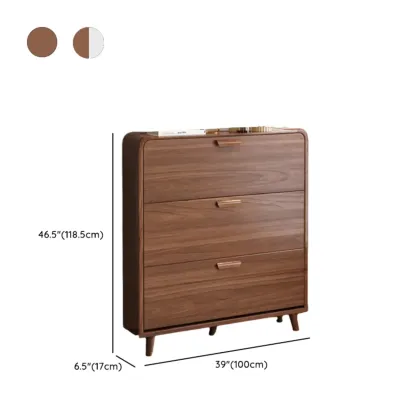 Traditional Hidden Adjustable 3 Tiers Solid Wood Shoe Cabinet Image - 24