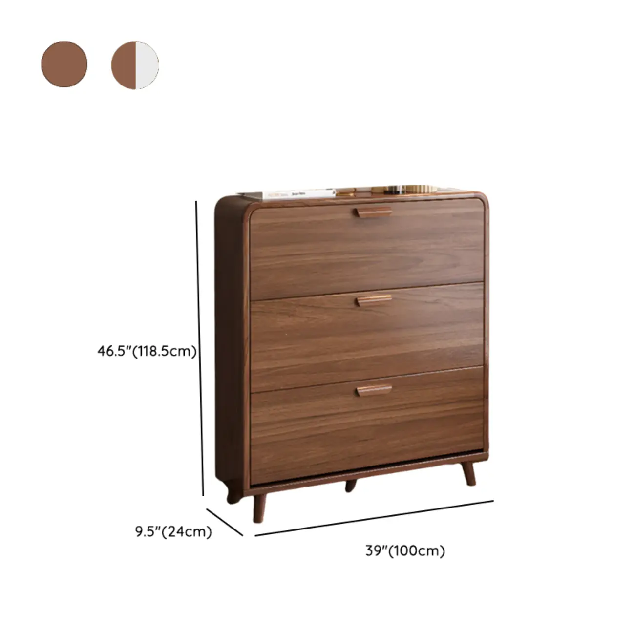 Traditional Hidden Adjustable 3 Tiers Solid Wood Shoe Cabinet Image - 28 | homeyfad