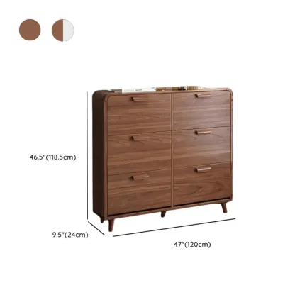 Traditional Hidden Adjustable 3 Tiers Solid Wood Shoe Cabinet Image - 29