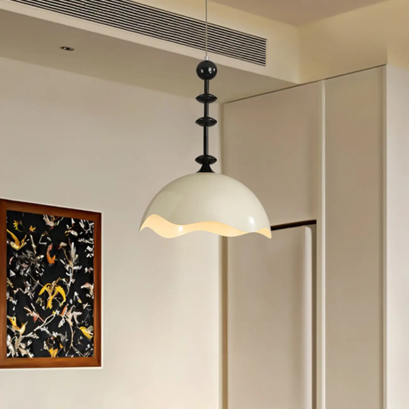 White Acrylic Pendant Light with Remote & Adjustable Height Image - 1 | homeyfad