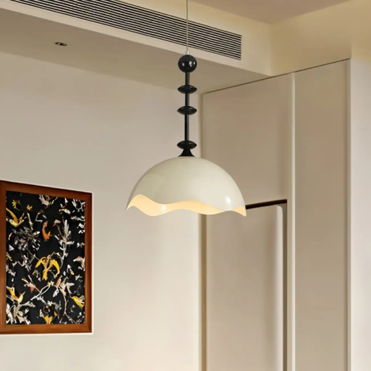 White Acrylic Pendant Light with Remote & Adjustable Height Image - 1