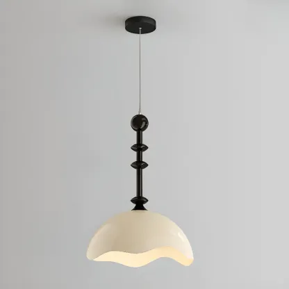 White Acrylic Pendant Light with Remote & Adjustable Height Image - 2