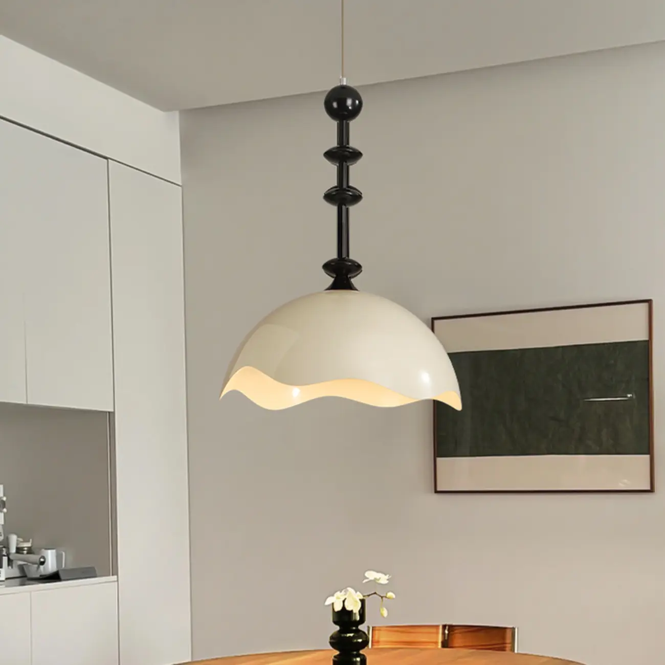 White Acrylic Pendant Light with Remote & Adjustable Height Image - 4 | homeyfad