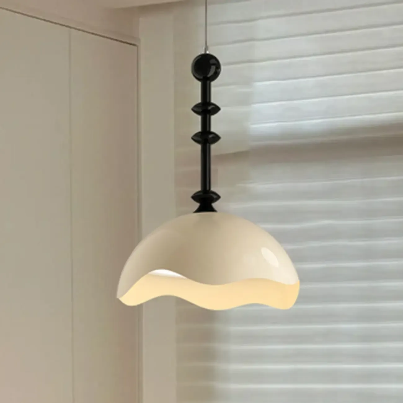 White Acrylic Pendant Light with Remote & Adjustable Height Image - 6