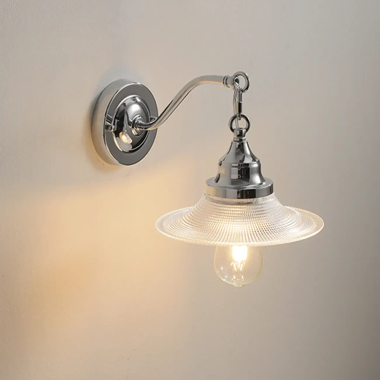 Modern Silver Wall Sconce with Glass Shade Image - 1