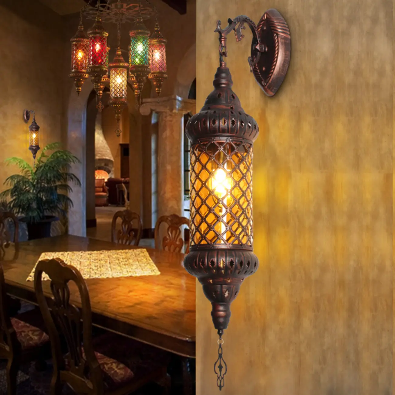 Mid-Century Vintage Metal and Glass Rust Wall Sconce Image - 1 | homeyfad