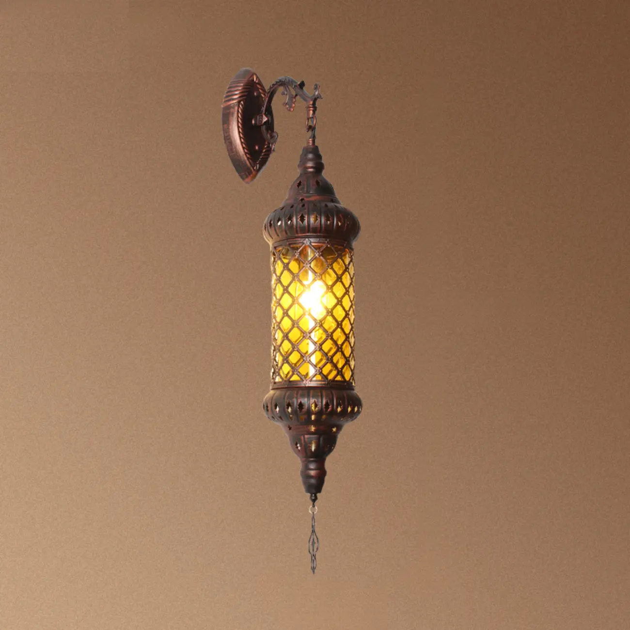 Mid-Century Vintage Metal and Glass Rust Wall Sconce Image - 2 | homeyfad