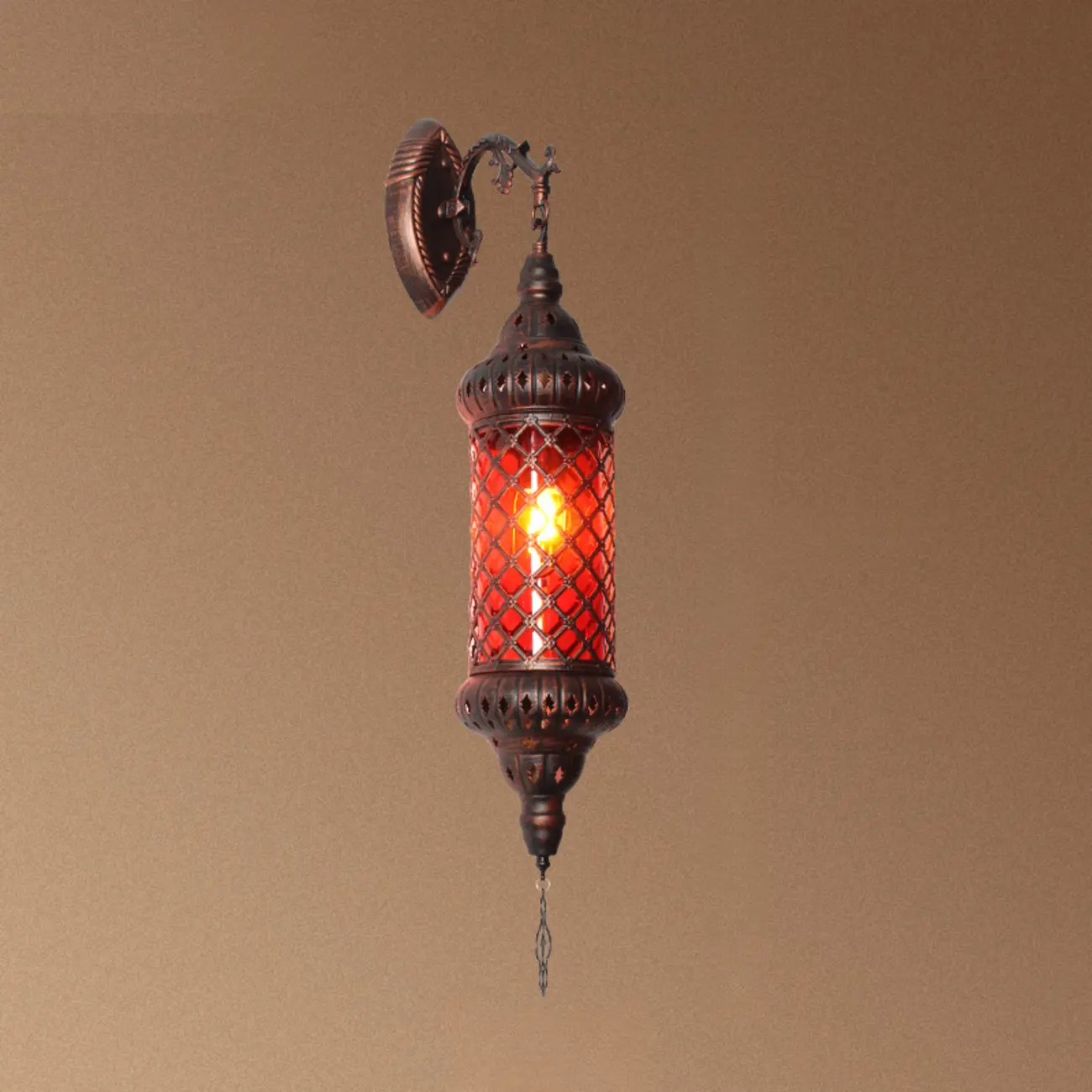Mid-Century Vintage Metal and Glass Rust Wall Sconce Image - 3 | homeyfad