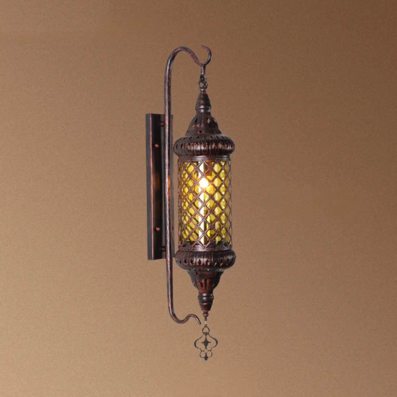 Mid-Century Vintage Metal and Glass Rust Wall Sconce Image - 6 | homeyfad