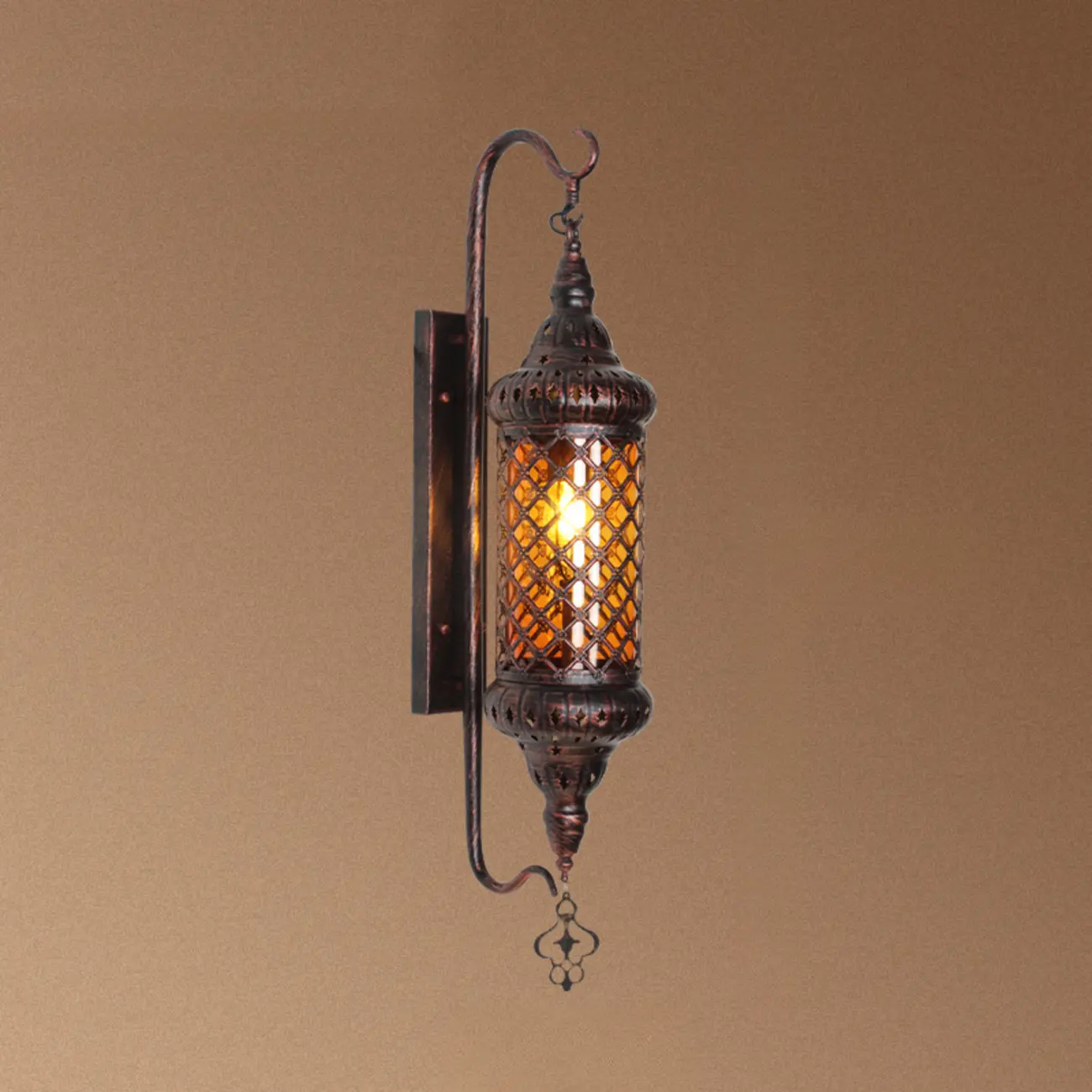 Mid-Century Vintage Metal and Glass Rust Wall Sconce Image - 10 | homeyfad