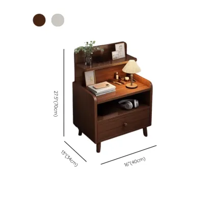 Modern Wooden Three-layer Bedside Table with Lamp Shelf #size