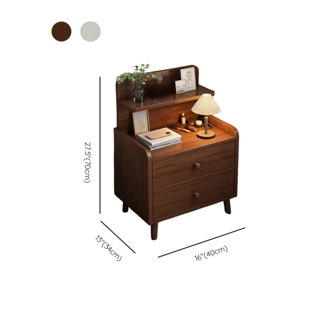 Modern Wooden Three-layer Bedside Table with Lamp Shelf Image - 19 | homeyfad