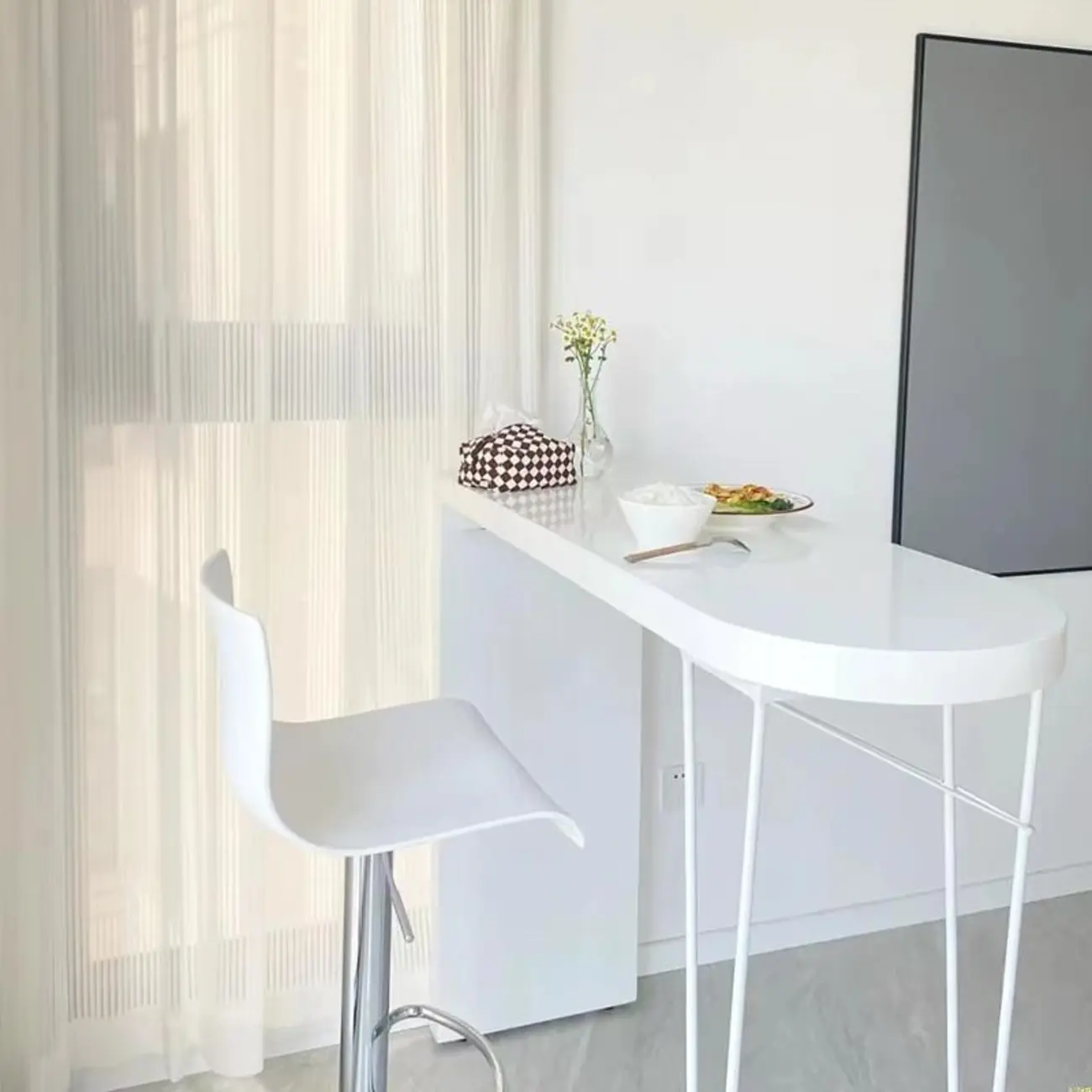 Stylish Pure White Wooden Metal Double Pedestal Bar Tables Image - 2 | homeyfad