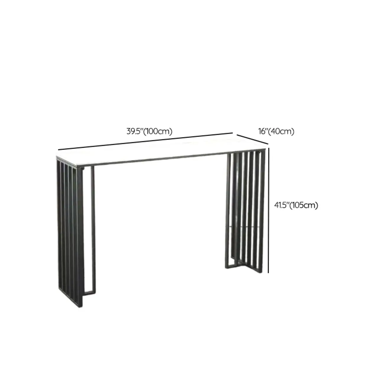 Modern Simple Marble Black Iron Bar Table #size