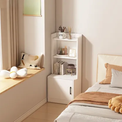 Multi-functional Wooden 5-Shelf Closed Back White Bookcase Image - 3