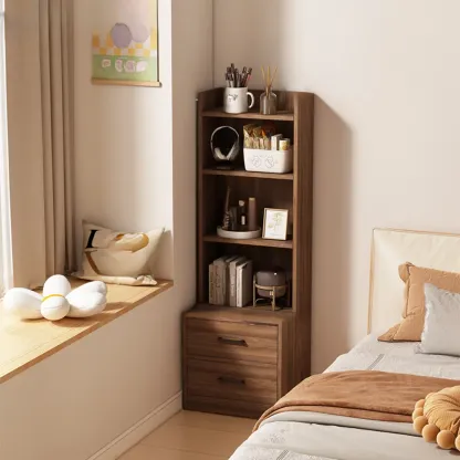 Multi-functional Wooden 5-Shelf Closed Back White Bookcase Image - 16