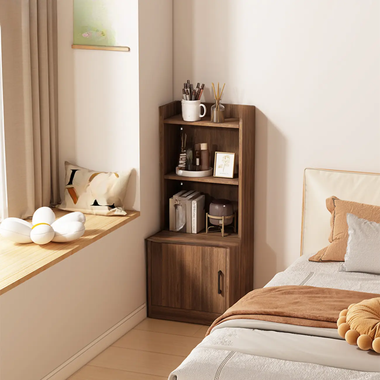 Multi-functional Wooden 5-Shelf Closed Back White Bookcase Image - 18 | homeyfad