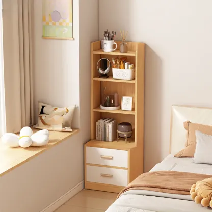 Multi-functional Wooden 5-Shelf Closed Back White Bookcase Image - 20