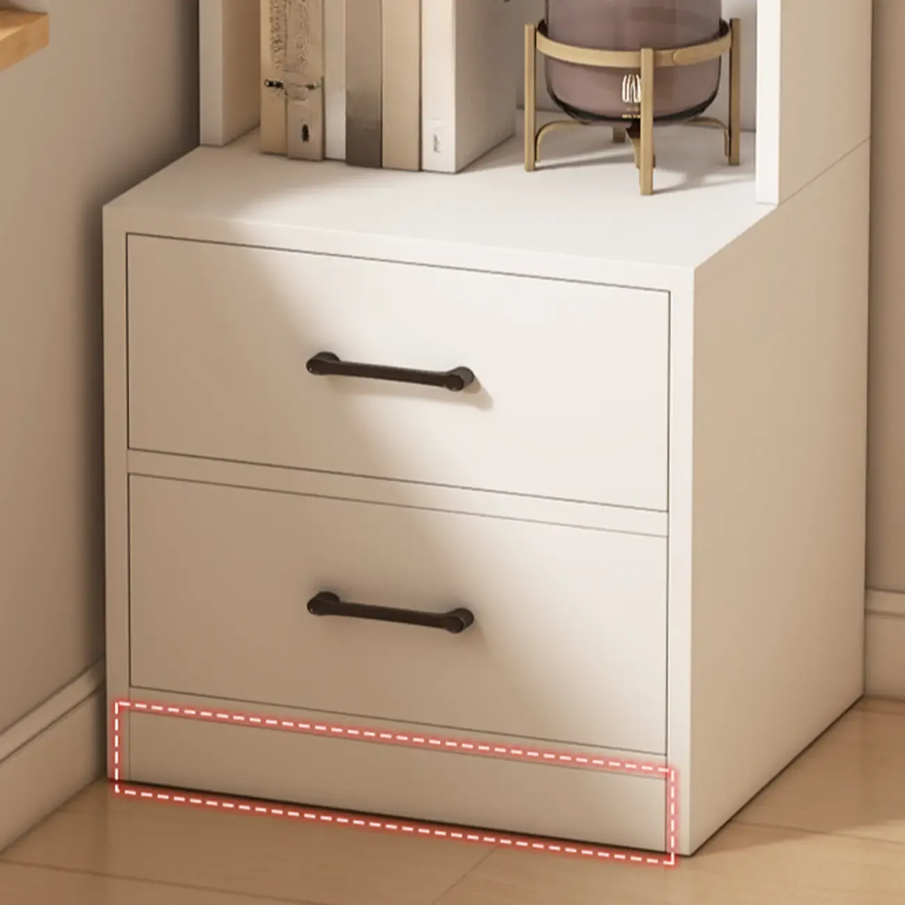 Multi-functional Wooden 5-Shelf Closed Back White Bookcase Image - 21